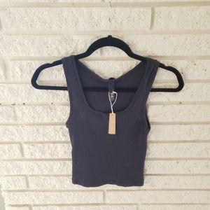 SKIMS Size M Cotton Rib Tank in Soot NWT